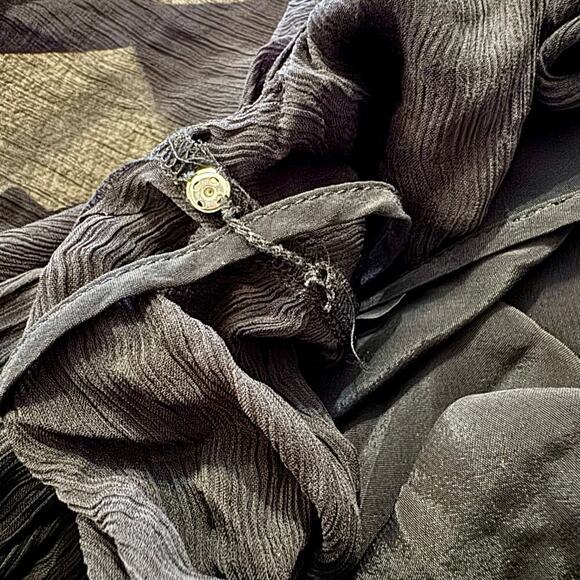 J. Crew Women's Crinkle Chiffon Ruffle Button-Up Shirt CF436 Black Size 12 NWT - Picture 5 of 6